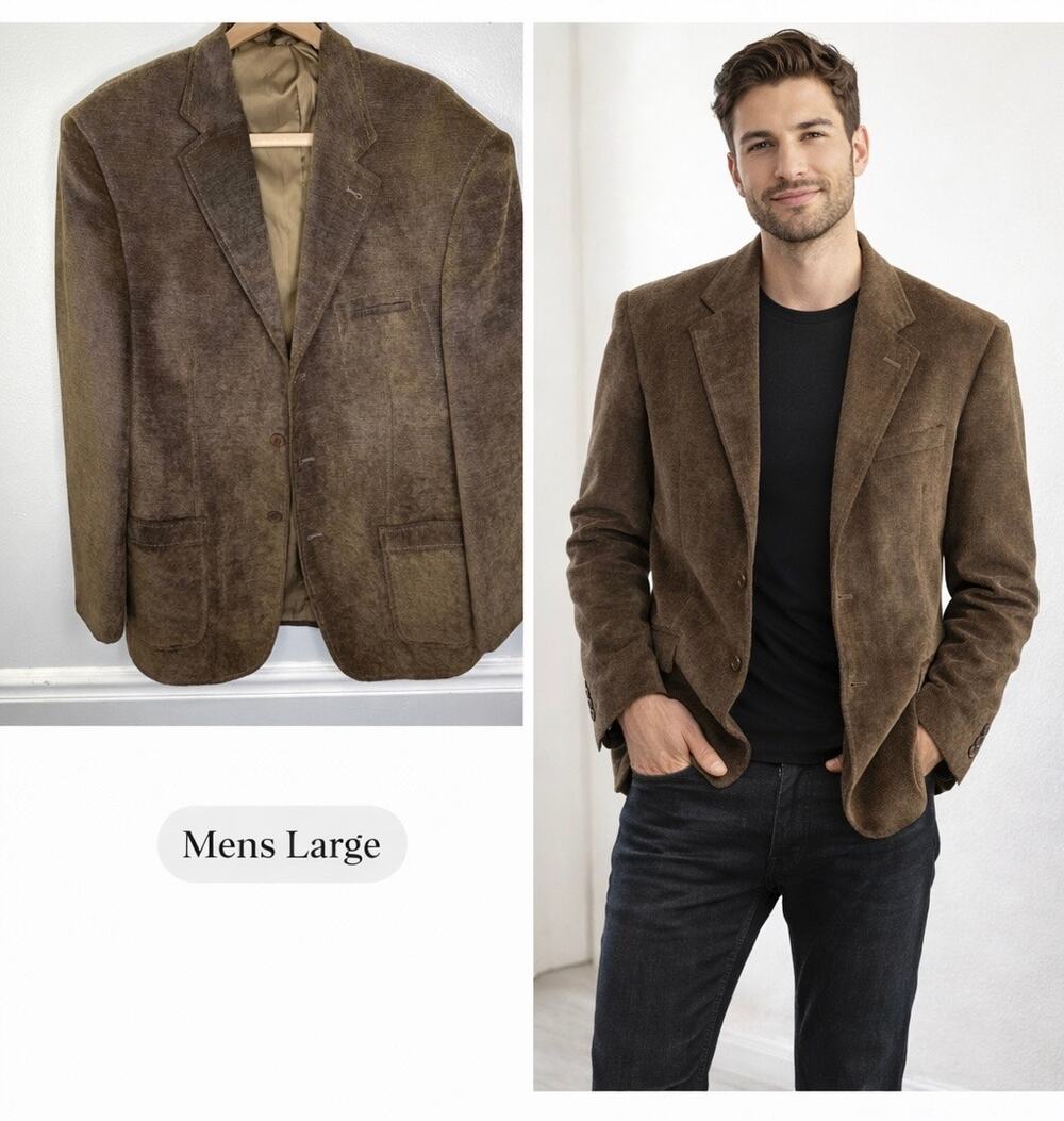 Inserch Brown Textured Blazer Sport Coat Mens Large Italy Casual Classic